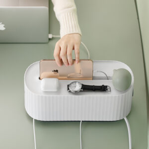 Cable Management Box, Large Cord Organizer Box to Hide Power Strip Wire Case Cable Storage Box Anti Dust Charger Socket Organizer Network Line Storage Bin Charger Wire Management