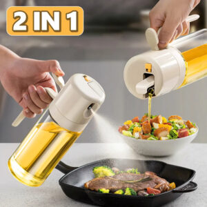 Glass Olive Oil Sprayer for Cooking with Stickers, 2 in 1 Oil Dispenser for Kitchen Gadgets, Food Grade Premium Spray BottleOil Sprayer Bottle BBQ Cooking Oil Dispenser Olive Oil Pourers Sprayer Kitchen Baking Oil Mister Vinegar Bottle