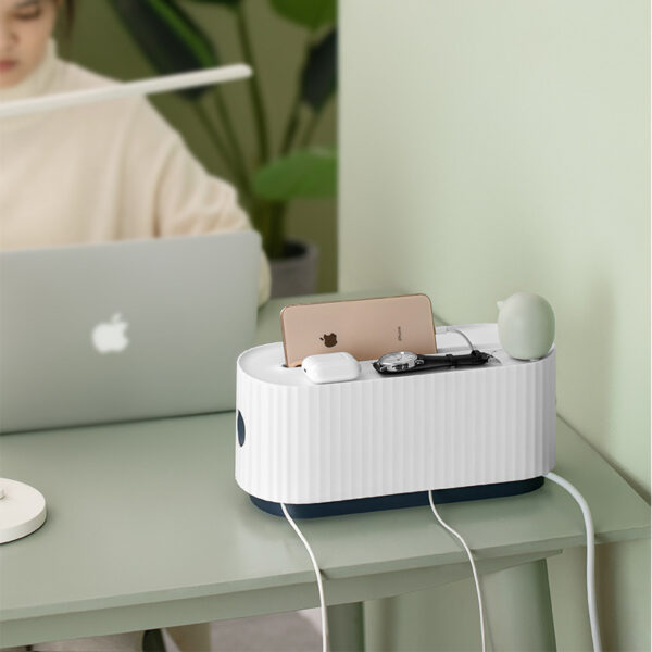 Cable Management Box, Large Cord Organizer Box to Hide Power Strip Wire Case Cable Storage Box Anti Dust Charger Socket Organizer Network Line Storage Bin Charger Wire Management - Image 5